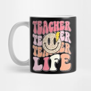 Teacher Life Back To School Groovy Happy First Mug